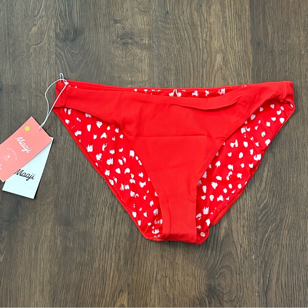 Maaji Camelia Sublimity High Rise Bikini Bottom Reversible Red XL